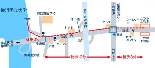 三ツ沢上町駅周辺地図